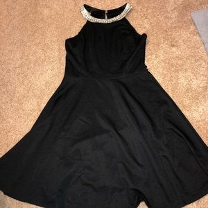 Black rhinestone collar dress
